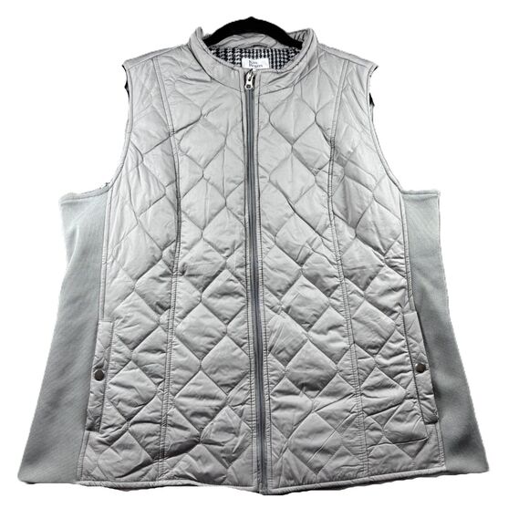 Kim Rogers Women NWT Vest Quilted Puffer Full Zip Pockets Layering New Gray XL - Picture 1 of 9